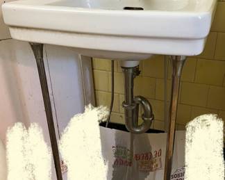 Antique Porcelain sink with Chrome Legs