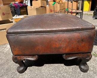 Antique Leather Footstool