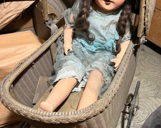 Antique Doll and Pram Carriage