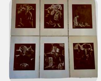 Spanish Artist Juan Antonio Alda Vintage Set  of 6 Prints