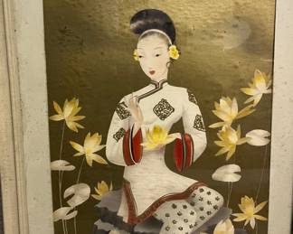 1941 Geisha Painting | Bernard Picture Co., Inc. New York City Watercolor