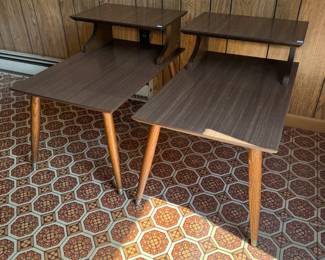 Mid-Century 2 Tiered End Table (18"W x 27-1/2"D x 22-1/2"H / pair)