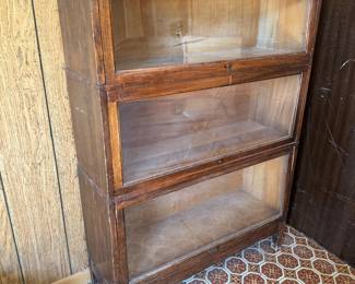 Vintage Macey-79 Finish 55 / 3 Stack, 3 Glass Door Barrister Bookcase with Base & Top (34"W x 11-1/2"D x 50"H)