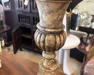 Pair of Italian carved marble urns