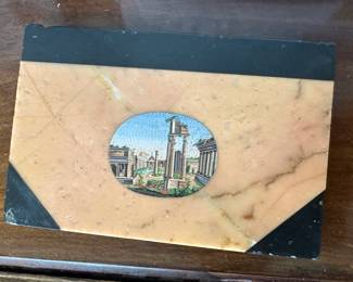 Italian Marble paperweight with incredible miniature tile mosaic