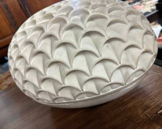 Pinecone lamp by Paul Mathieu for Stephanie Odegard in honed carved marble. 