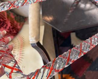 Italian Venini Clear and Red Twisted glass frame for tray or picture 