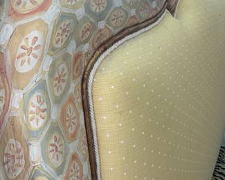 Incredible Headboard with hand painted wood and upholstery. 