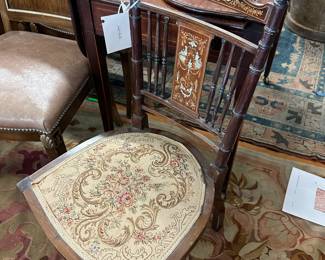 Bone and wood inlay side chair. 
