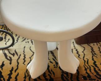 John Dickinson for David Sutherland, 3 Legged African End Tables (2) concrete over rebar. American ca. 1980. This is a wonderful example of John Dickinson's iconic design. 