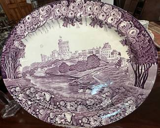 Transfer ware platter in shades of lavender. 