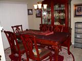 Ashley Furniture Company
Table, 1 leaf, custom table pad, 6 chairs, china hutch