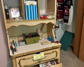 Darling French provincial two piece hutch/chest combo $35
Sewing items 