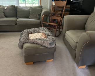 Sofa $50 double chair and footstool $50