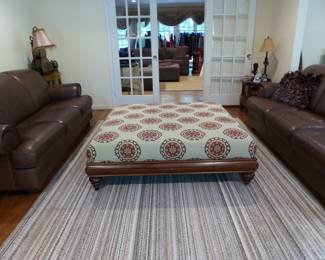 Large ottoman coffee table, area rug