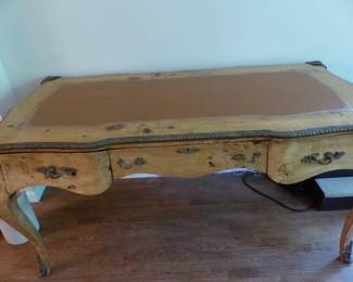 Writing desk with leather top, desk chair