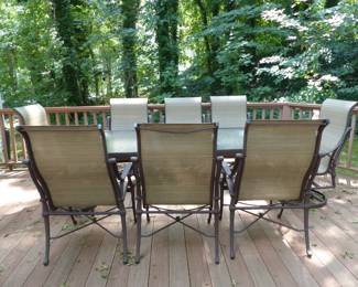 Outdoor dining table with 8 chairs