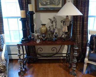 Console table, bric-a-brac