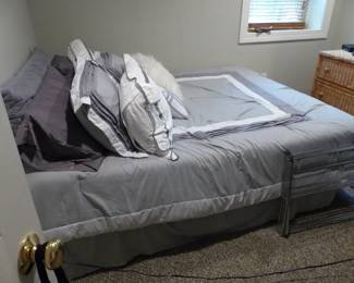 Mattress, boxspring, bedding 