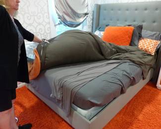 Tufted upholstered bed with mattress (Nothing else for sale)