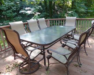 Outdoor dining table with 8 chairs