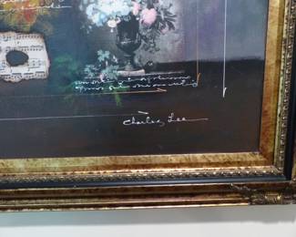 Mixed media artwork signed by artist Charles Lee in lower right corner