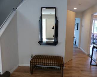 Bench and mirror with display shelf