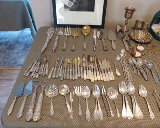 Sterling silver serving pieces, jewelry & watches