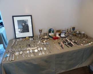 Sterling silver serving pieces, jewelry & watches