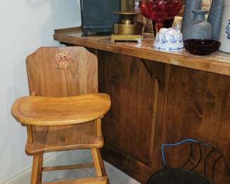 Antique wood high chair