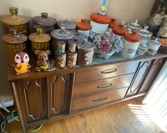 Mid Century Side Board. FILLED with Canisters