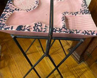 Mid Century Pink/Black Smoking Stand