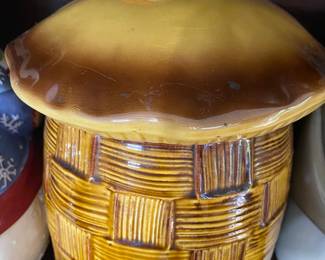 Basket Weave Mushroom Unmarked Cookie Jar