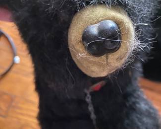 Vintage Black Bear with Red Collar Leash
