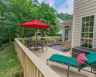 Patio table and chairs, chaise lounge, HUGE outdoor deck box, set of 4 outdoor wicker chairs 