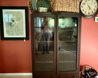 Stunning glass front bookcase - stuffed with rare old books