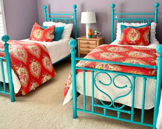 Side tables, lamps, Full/Queen BEDDING! Uttermost mirrors, toy chests, games and more