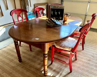 Pottery Barn Chairs - antique walnut table