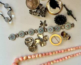 pool crystal necklace, sterling, 14kt....