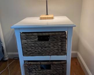 White end table with pull out baskets (2 available)