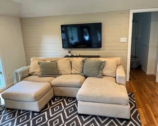 Crate and Barrel sectional left lounge with movable ottoman