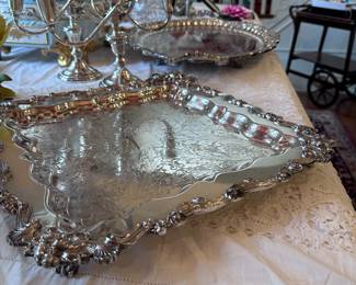 Silver plate Platters, Sterling Silver Candle Holders