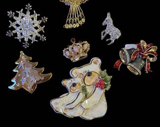 Various Holiday Brooches
