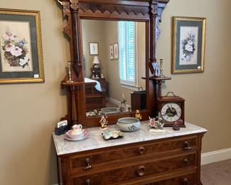Refurbished marble top dresser