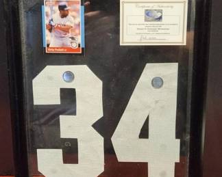 KIRBY PUCKETT FRAMED PIECE OF THE METRODOME CUT INTO KIRBY #34. RARE