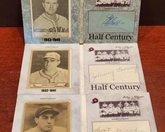 LOT OF 3 VINTAGE 30'S-40'S AUTOGRAPH CUTS WITH VINTAGE CARDS. BECKETT CERTIFIED