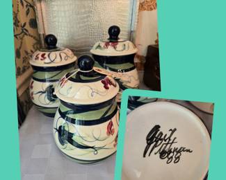 Pottery cannister set '88 by.Gail Pittman