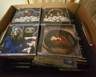 Lots of media! DVD's, CDs, records (33's & 45s, slides...