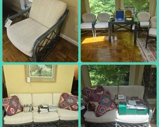 Sunroom furniture. Sofa, Loveseat, Chair, Table & 4 chairs.