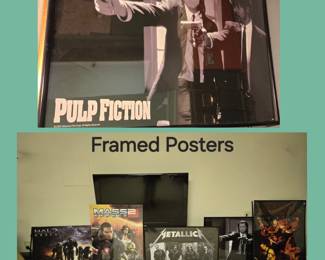 Framed vintage Posters - Pulp Fiction, Mass Effect 2, Metallica Death Magnetic, Halo Reach